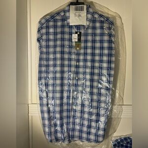 Jos. A. Bank Blue and White Plaid Casual Shirt